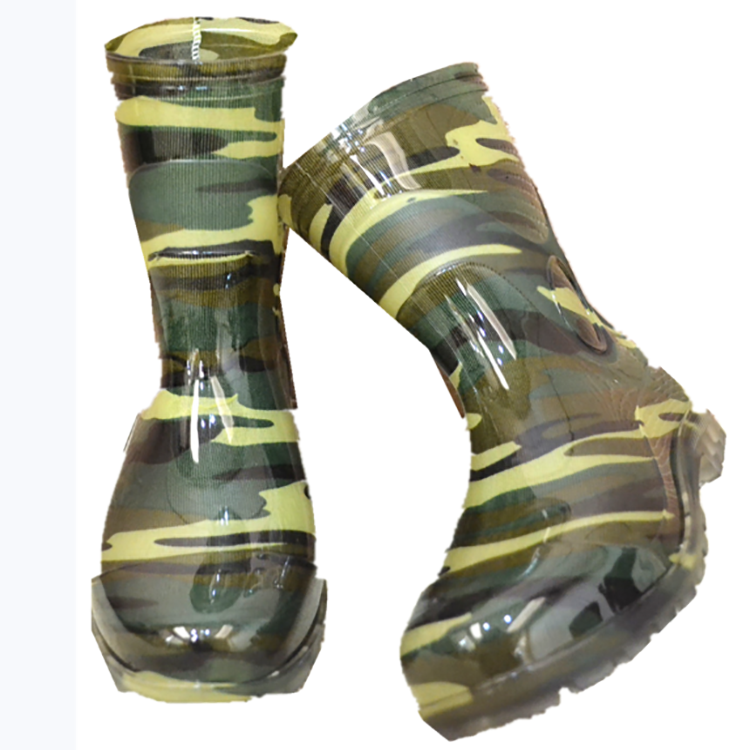 CAMOUFLAGE WATERPROOF GREEN PVC GUMBOOTS MENS FISHING BOOTS