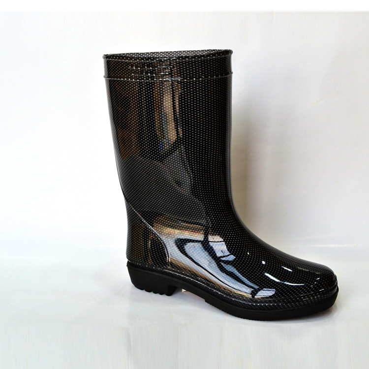 CHINESE TRANSFER PRINT CLEAR PVC BOOTS WATERPROOF SAFETY RAIN BOOTS WOMANS GUMBOOTS