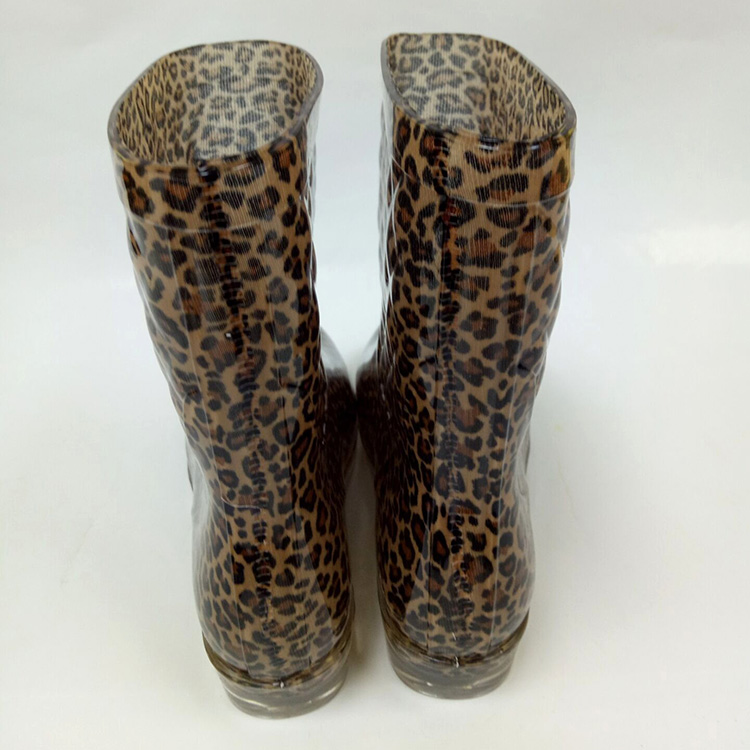 CUSTOMIZED FASHIONABLE WOMEN LEOPARD PRINTED RUBBER EGOLI GUMBOOTS STEEL TOE CAP GUMBOOTS GOLD