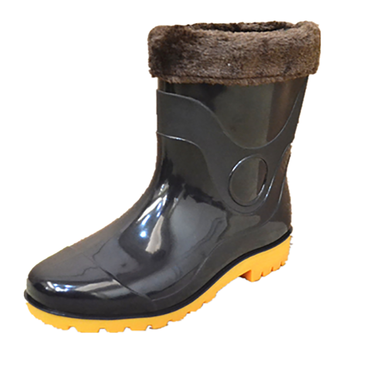 FUR LINING SHORT PVC GUMBOOTS WATERPROOF MEN RAIN GUMBOOTS MAN RUBBER SHOES