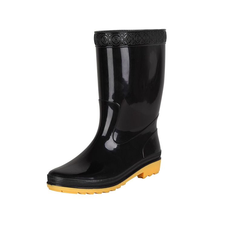 GOOD QUALITY OUTDOOR FASHION MEN GUMBOOTS RUBBER LEATHER GUMBOOT RAIN BOOTS