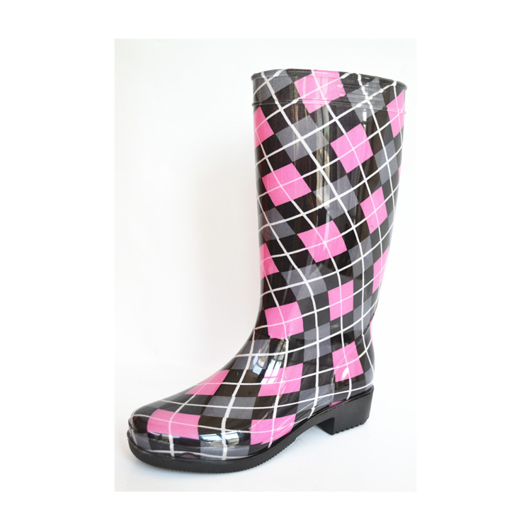 NEW STYLE PRINTED DESIGNER GUMBOOTS WOMEN RUBBER RAIN PVC BOOTS WITH STEEL TOE